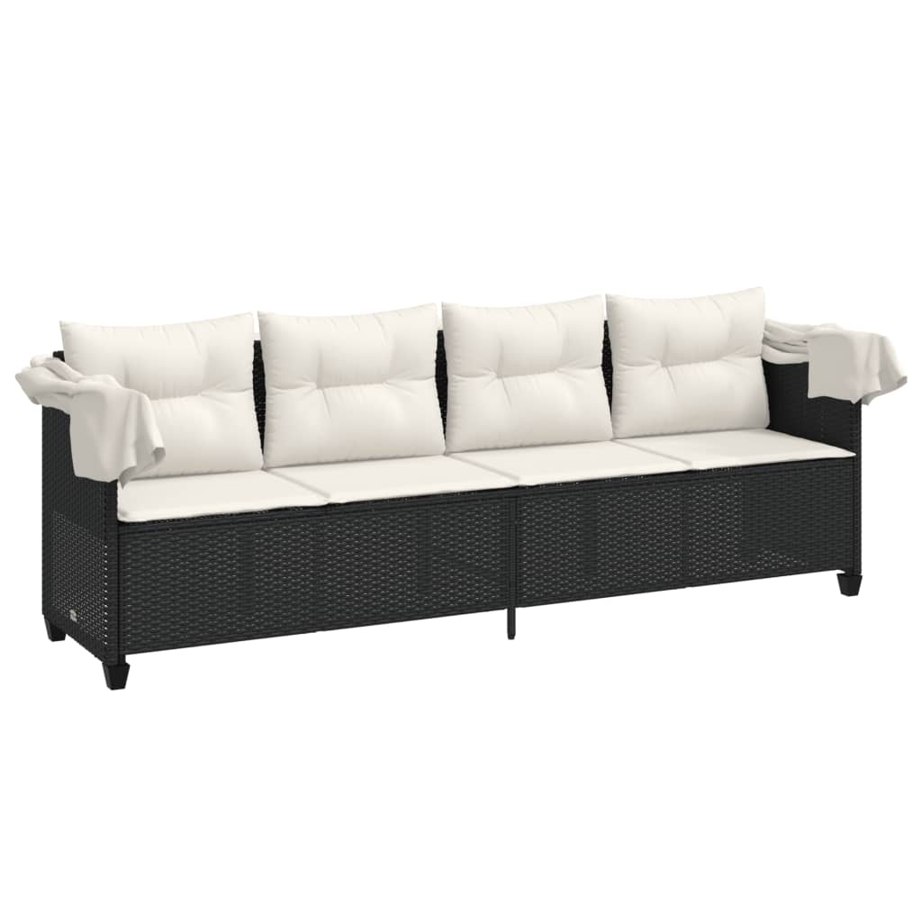 Vidaxl Bain de soleil avec auvent en rotin noir - 55% de remise