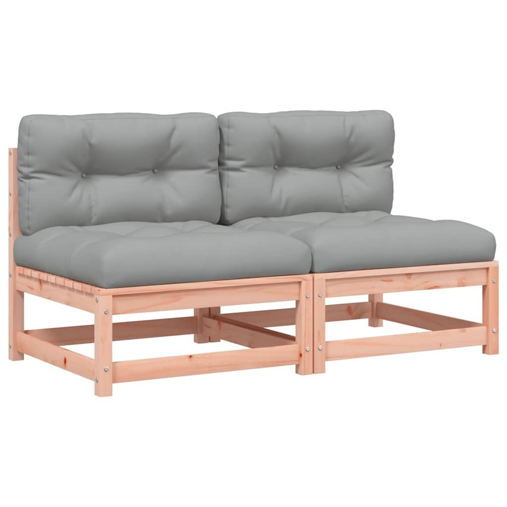 Lot de 2 bancs de jardin en bois de douglas avec coussins - Jusqu'à -35%