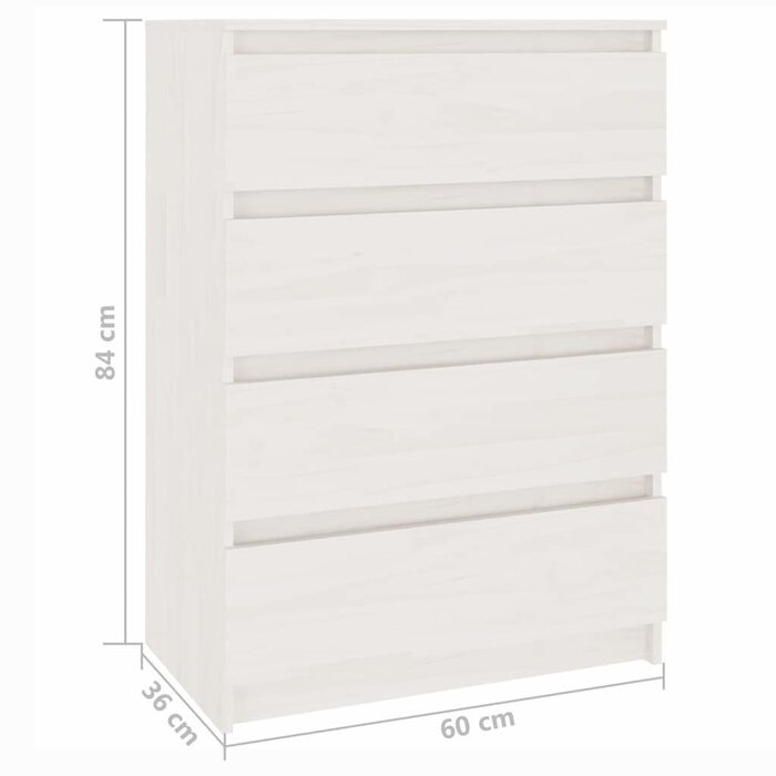 Meuble d'appoint 4 tiroirs en bois de pin blanc - Jusqu'à -35%