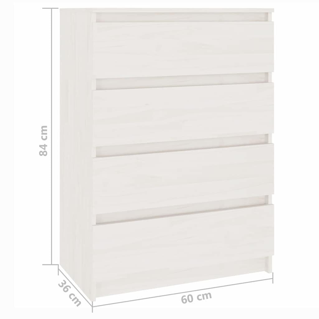 Meuble d'appoint 4 tiroirs en bois de pin blanc - Jusqu'à -35%