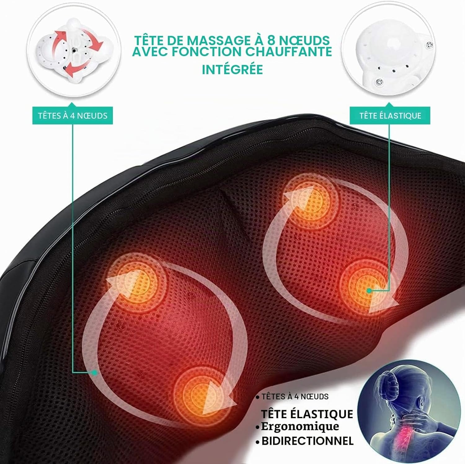 Appareil de massage Shiatsu 3D avec chaleur - Jusqu'à 32% de remise
