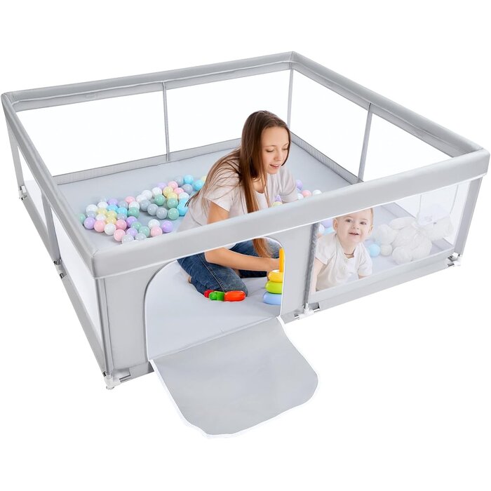 Parc bébé géant 150x150 cm - Sécurisé - Gris - Jusqu'à -34% en outlet