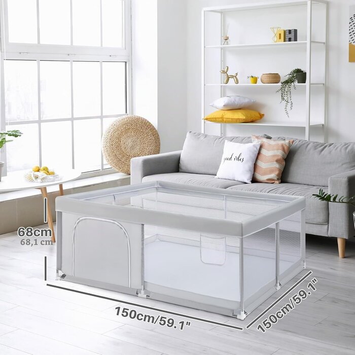 Parc bébé géant 150x150 cm - Sécurisé - Gris - Jusqu'à -34% en outlet