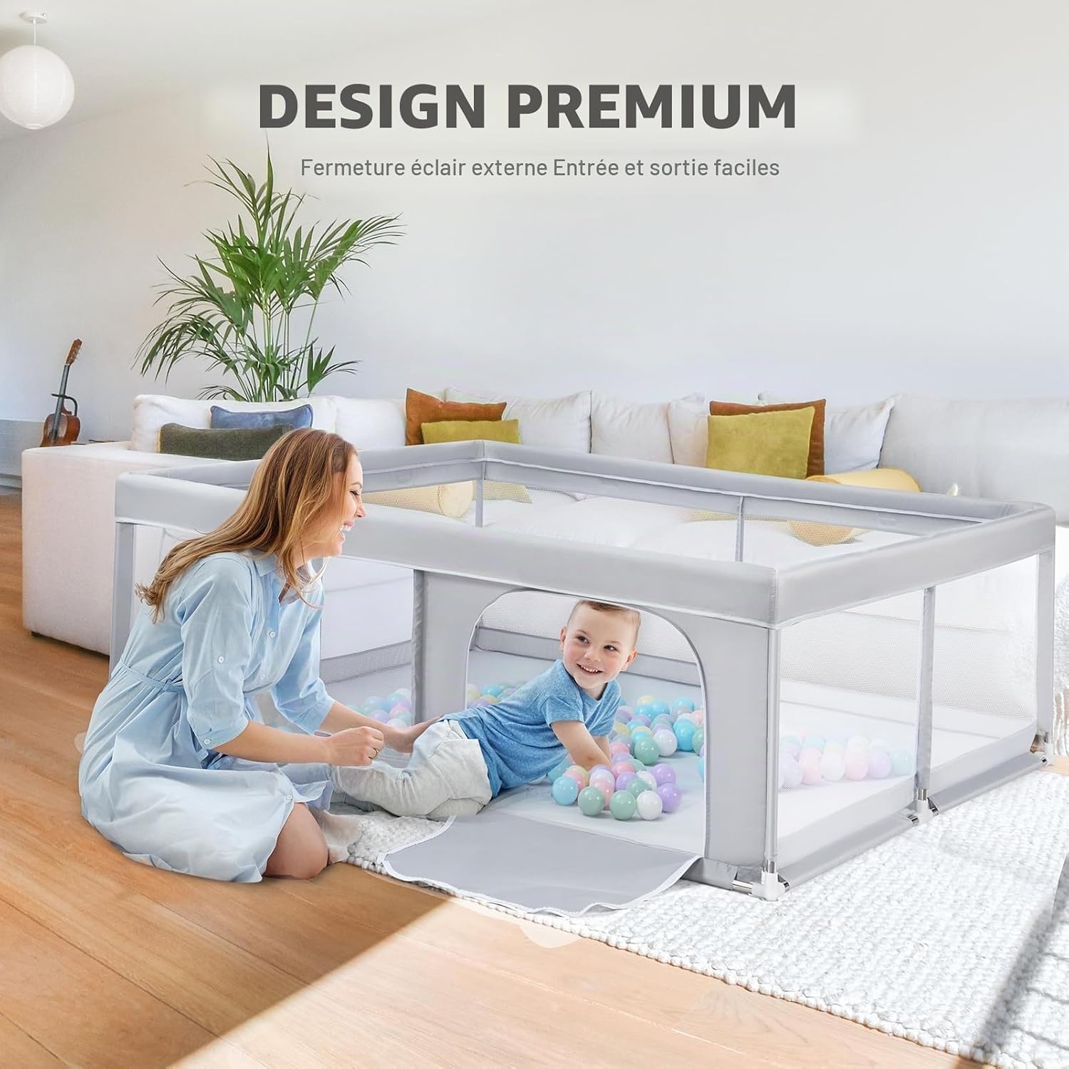 Parc bébé géant 150x150 cm - Sécurisé - Gris - Jusqu'à -34% en outlet