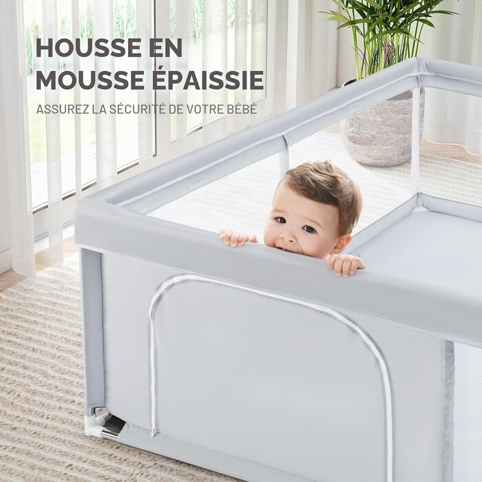 Parc bébé géant 150x150 cm - Sécurisé - Gris - Jusqu'à -34% en outlet