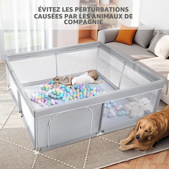 Parc bébé géant 150x150 cm - Sécurisé - Gris - Jusqu'à -34% en outlet