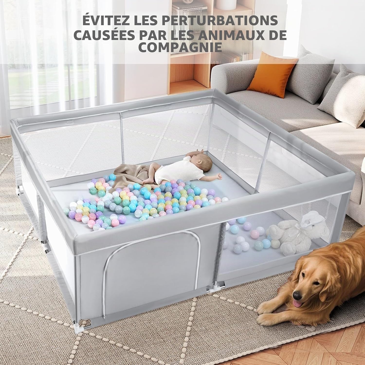 Parc bébé géant 150x150 cm - Sécurisé - Gris - Jusqu'à -34% en outlet