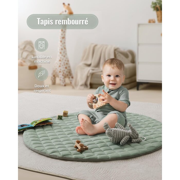 Tapis d'éveil bébé avec arche et 6 jouets - Vert sauge - Jusqu'à 33% de remise