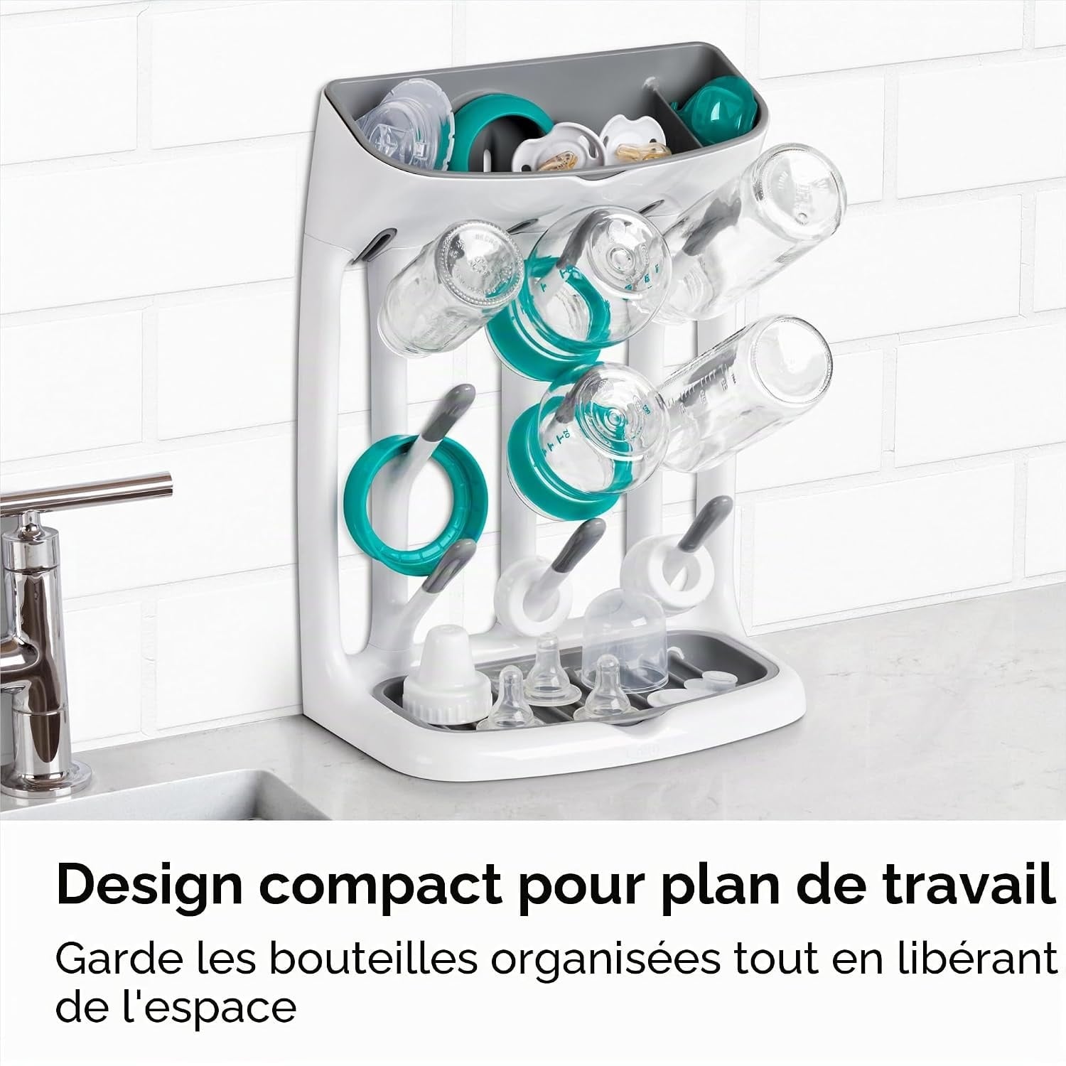 Égouttoir à biberons compact gris et blanc - Jusqu'à 33% de réduction