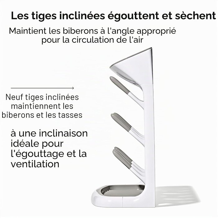 Égouttoir à biberons compact gris et blanc - Jusqu'à 33% de réduction