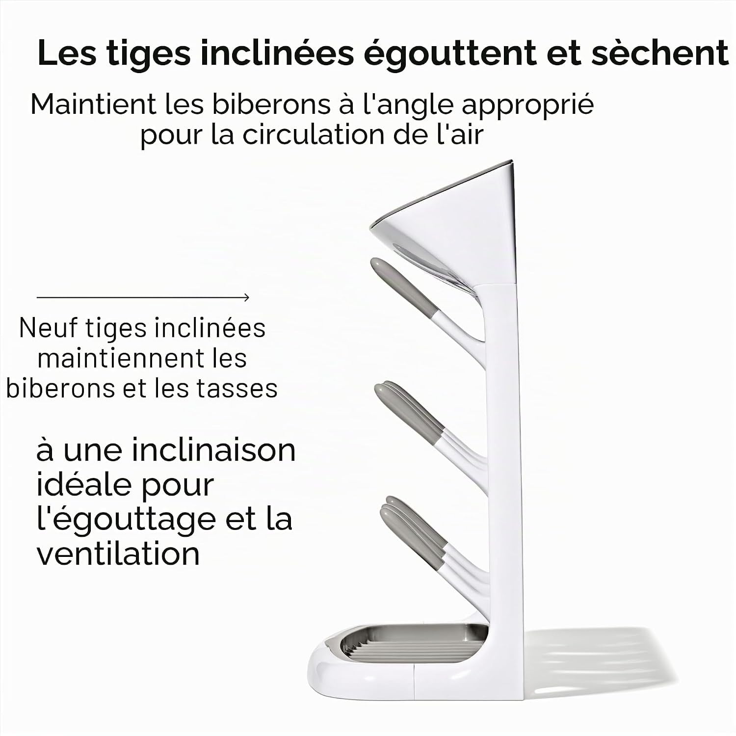 Égouttoir à biberons compact gris et blanc - Jusqu'à 33% de réduction