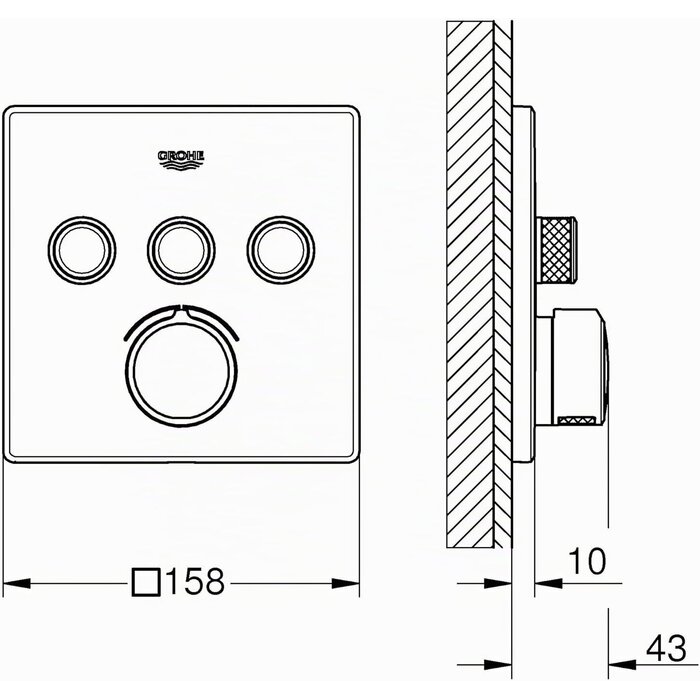 Mitigeur douche encastrable SmartControl carré - Jusqu'à 30% de remise