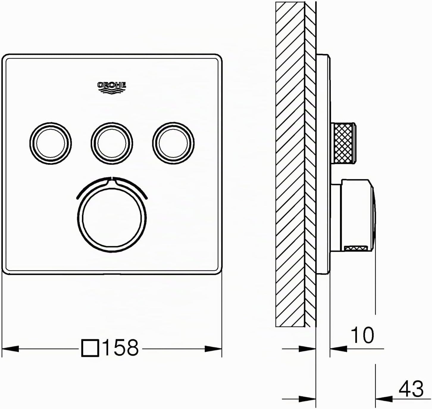 Mitigeur douche encastrable SmartControl carré - Jusqu'à 30% de remise