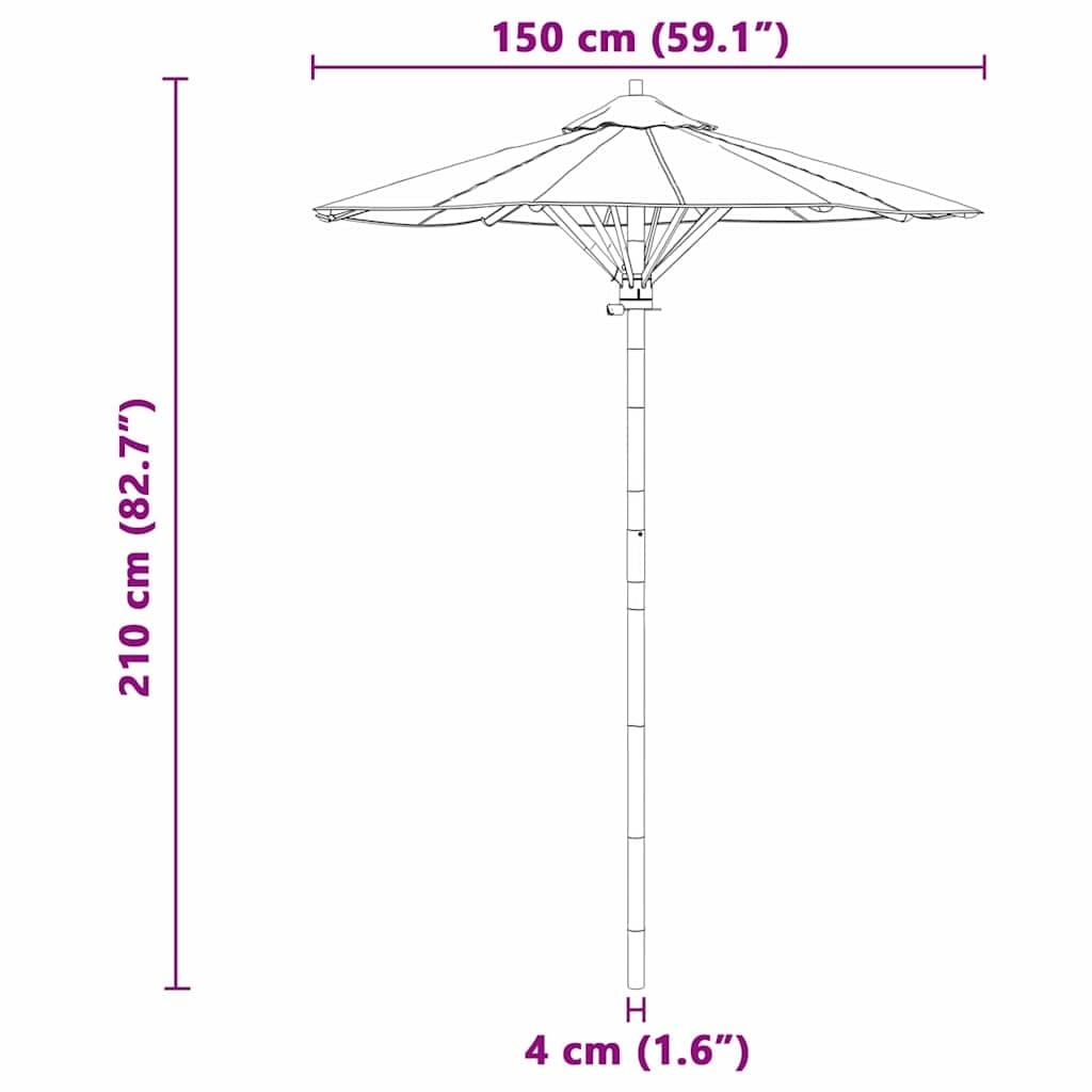 Parasol de jardin en bambou crème 150x150cm - Jusqu'à 34% de remise