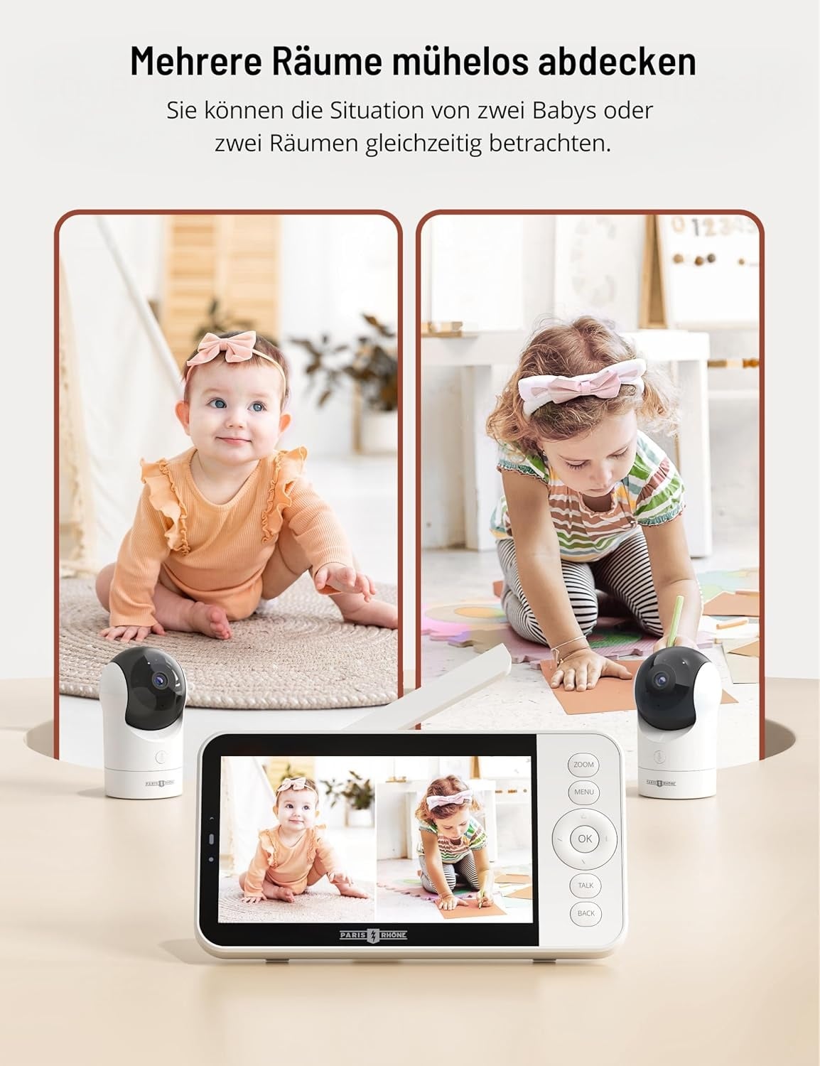 Babyphone 2K UHD avec 2 caméras et écran 5 pouces - Jusqu'à -35% d'économie