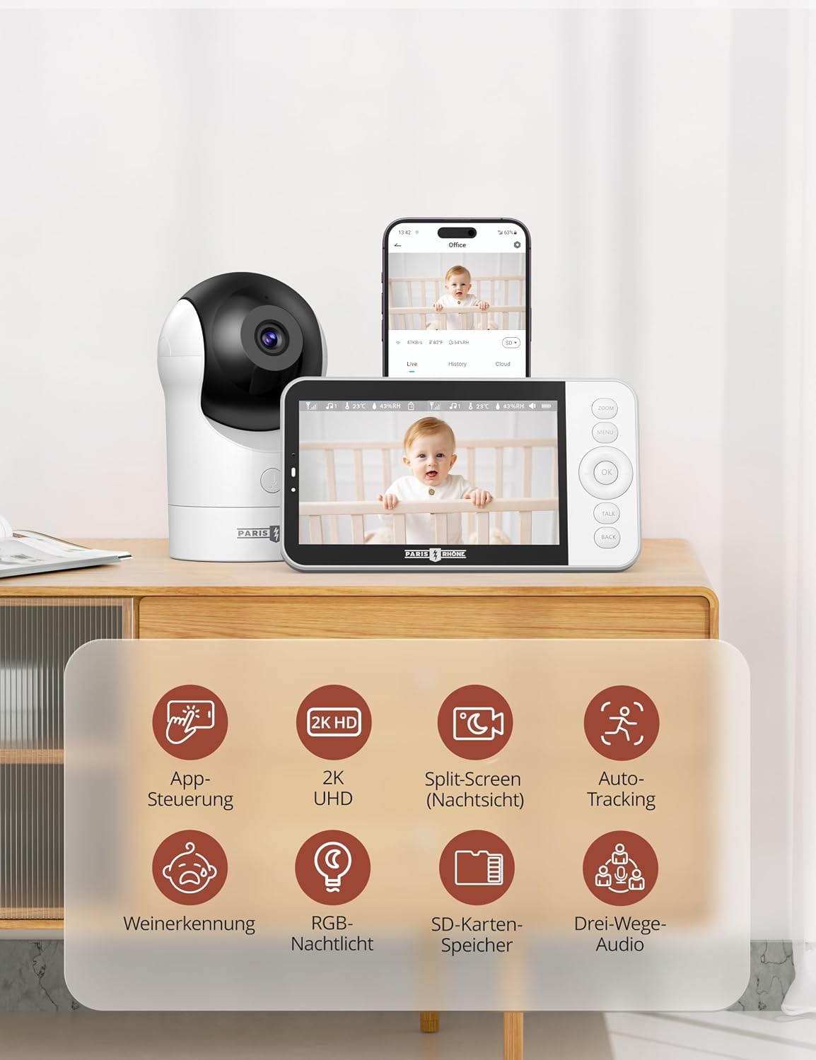Babyphone 2K UHD avec 2 caméras et écran 5 pouces - Jusqu'à -35% d'économie