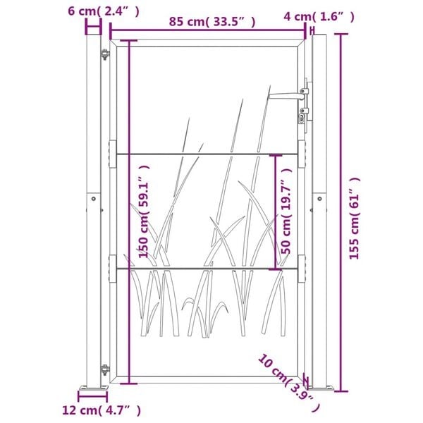 Portillon de jardin design 105x155 cm - Acier anthracite - Jusqu'à -35%