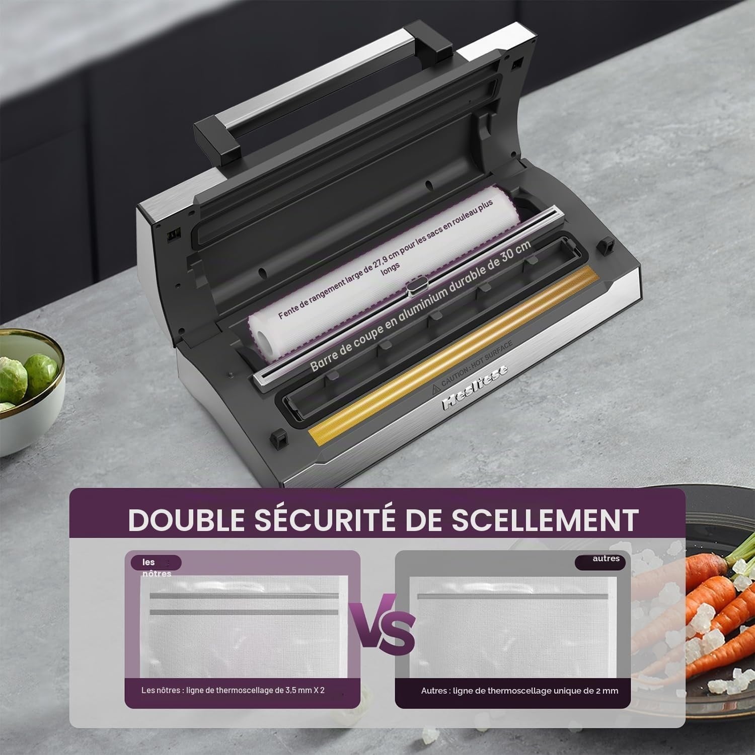 Machine sous vide 140W double soudure - Jusqu'à 34% de réduction
