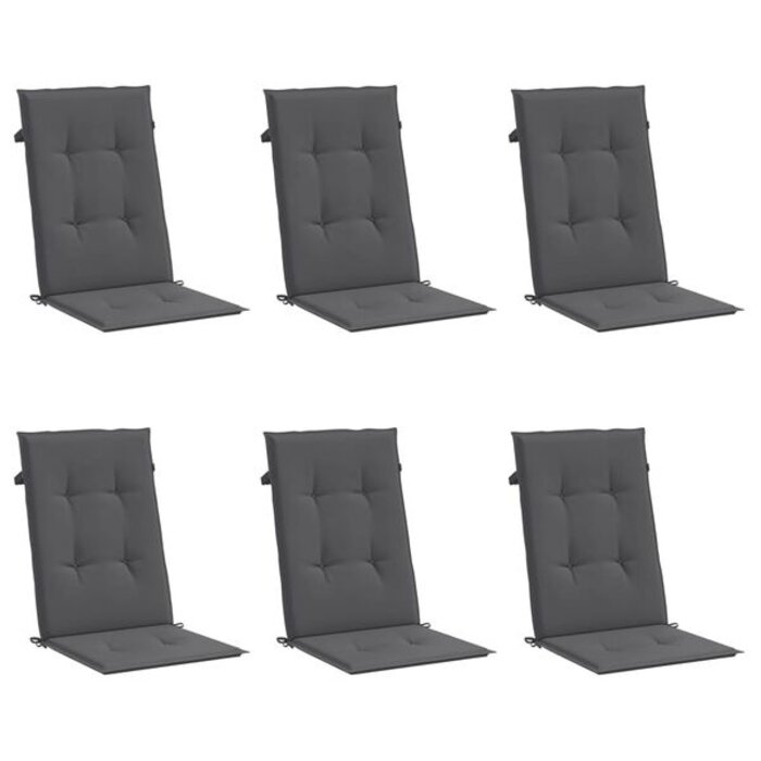 Vidaxl Lot de 6 coussins de jardin dossier haut anthracite - Jusqu'à -34%
