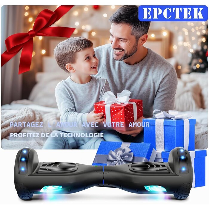 Hoverboard 6,5 pouces LED et Bluetooth - Noir - Jusqu'à -35%
