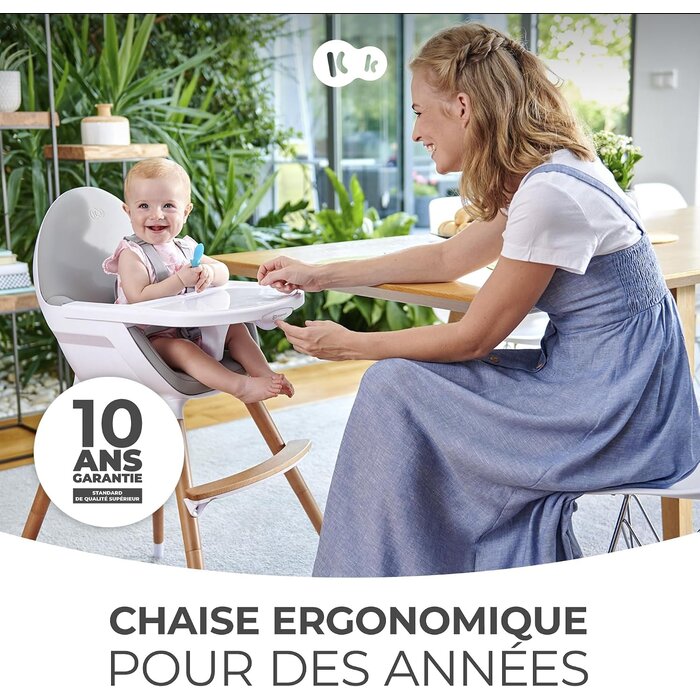 Chaise haute évolutive 2-en-1 en hêtre et similicuir - Jusqu'à -34%