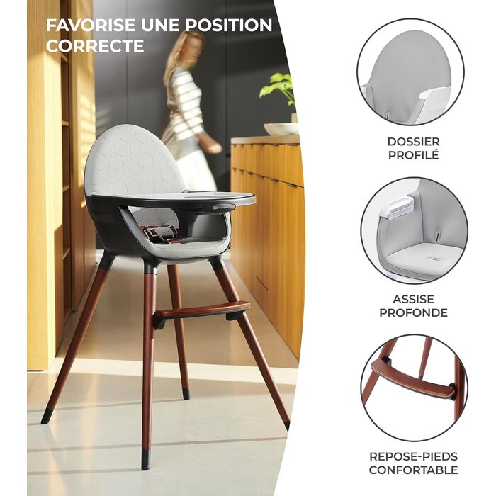 Chaise haute évolutive 2-en-1 en hêtre et similicuir - Jusqu'à -34%