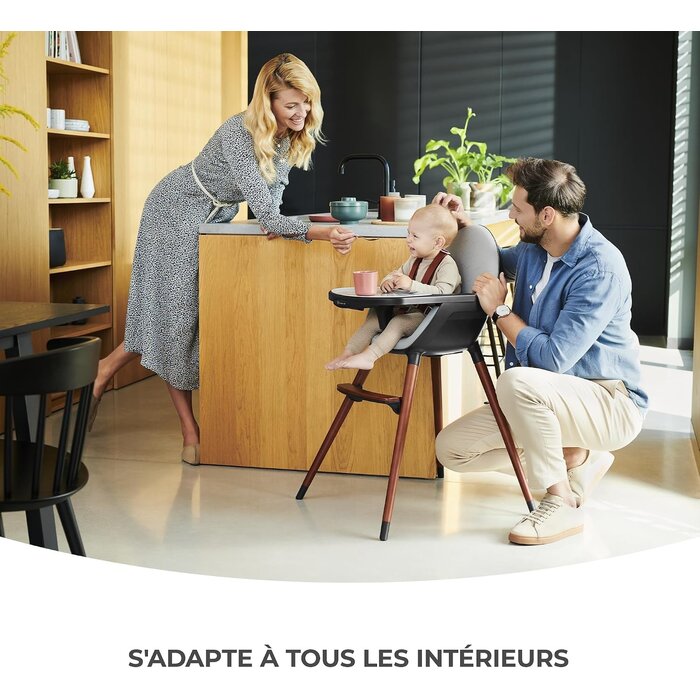 Chaise haute évolutive 2-en-1 en hêtre et similicuir - Jusqu'à -34%