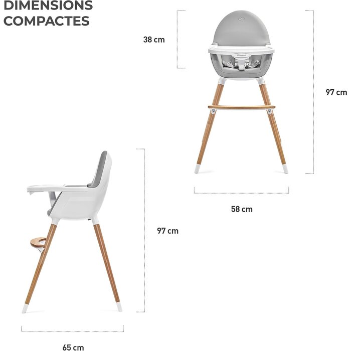 Chaise haute évolutive 2-en-1 en hêtre et similicuir - Jusqu'à -34%