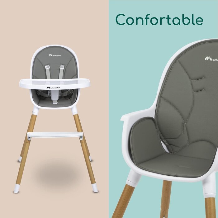 Chaise haute évolutive 2-en-1 - Gris chaud - Jusqu'à -34%