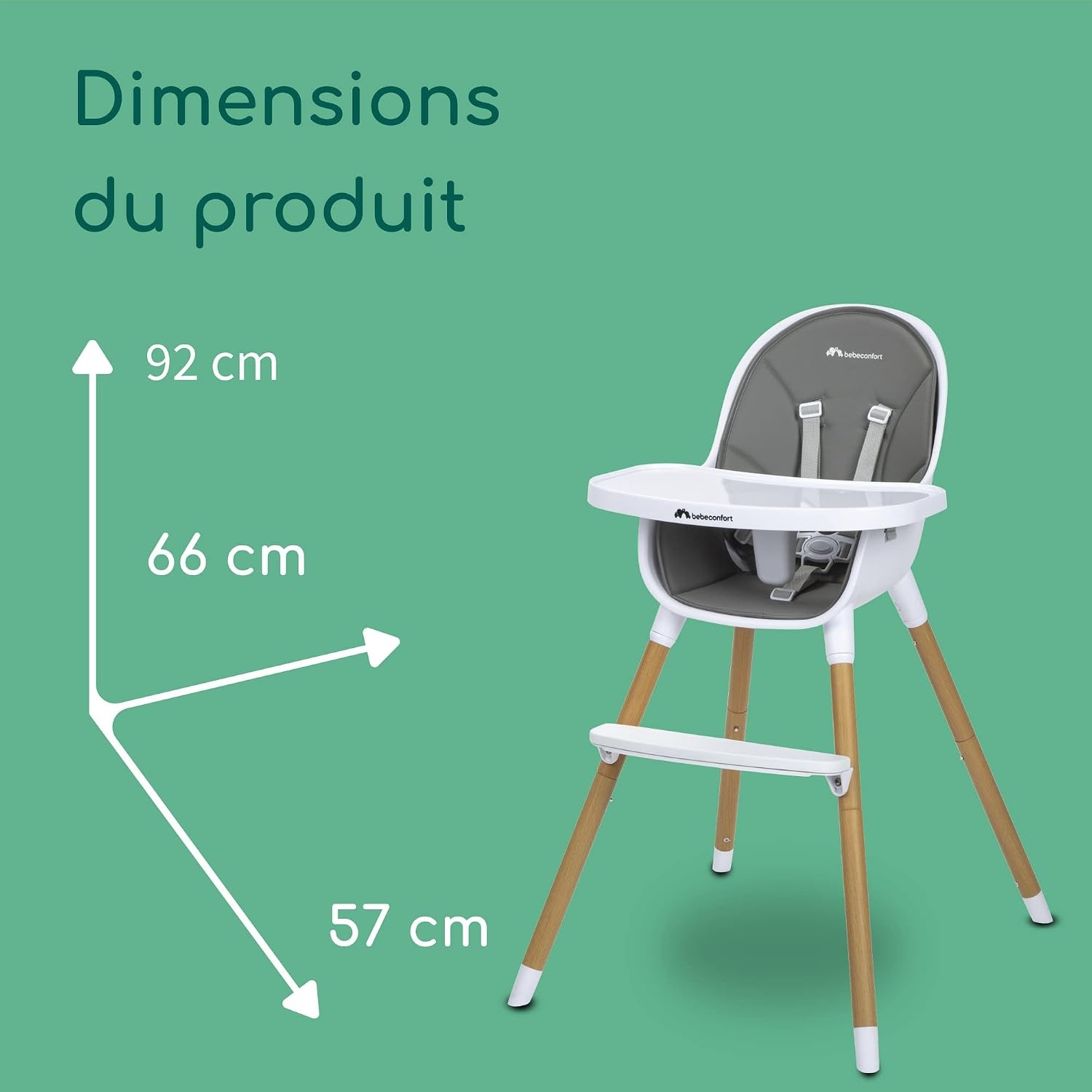 Chaise haute évolutive 2-en-1 - Gris chaud - Jusqu'à -34%