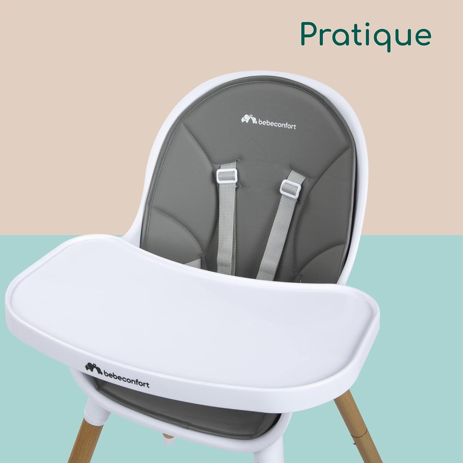 Chaise haute évolutive 2-en-1 - Gris chaud - Jusqu'à -34%