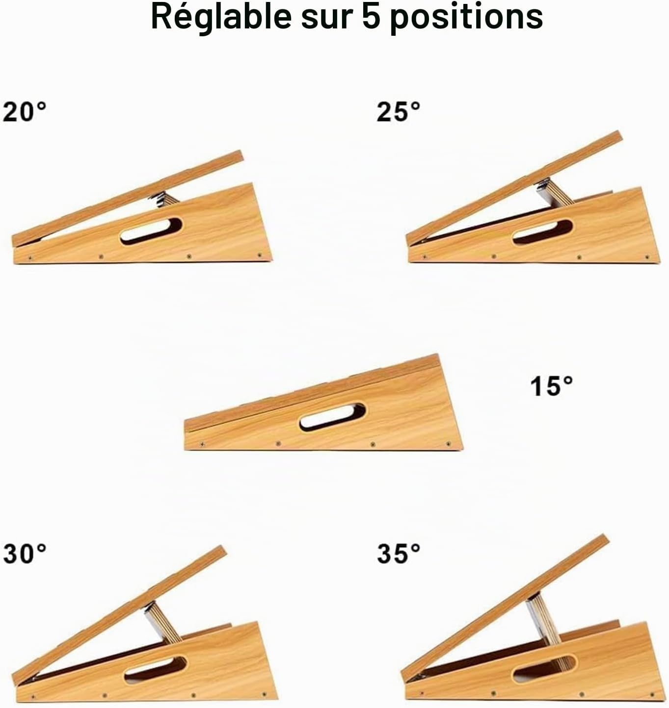 Planche inclinée d'étirement en bois - 5 positions - Jusqu'à 35% de remise