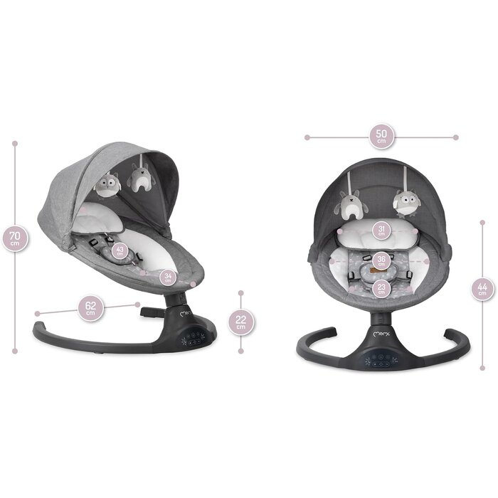 Balançoire pour bébé connectée Bluetooth - Gris foncé - Jusqu'à -34%