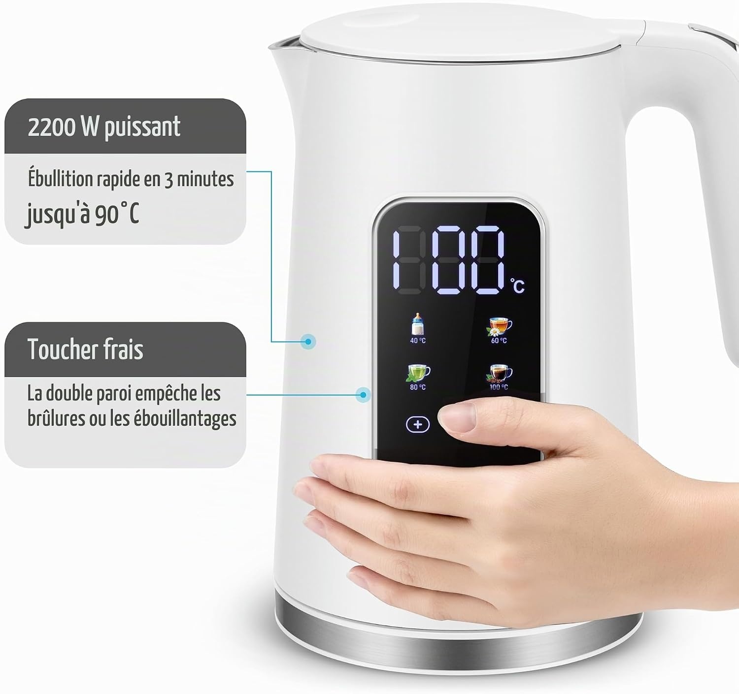 Bouilloire électrique 1,7L température réglable - Jusqu'à 31% de réduction