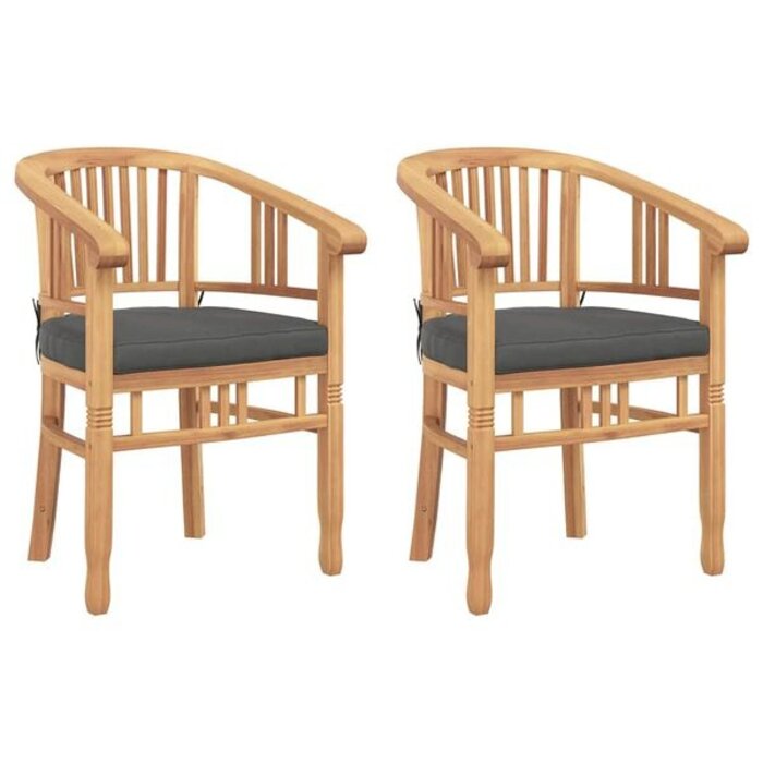 Vidaxl Lot de 2 chaises de jardin en teck massif - Jusqu'à -35% de remise
