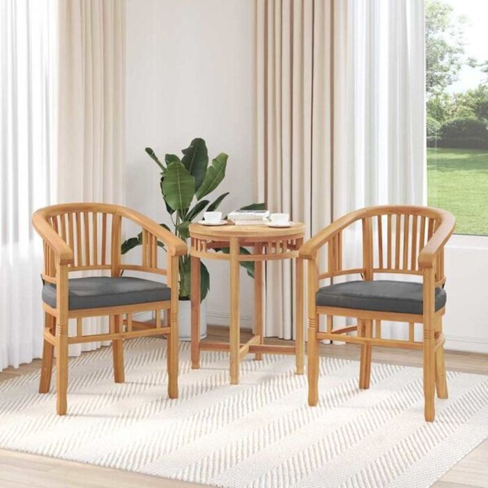 Vidaxl Lot de 2 chaises de jardin en teck massif - Jusqu'à -35% de remise