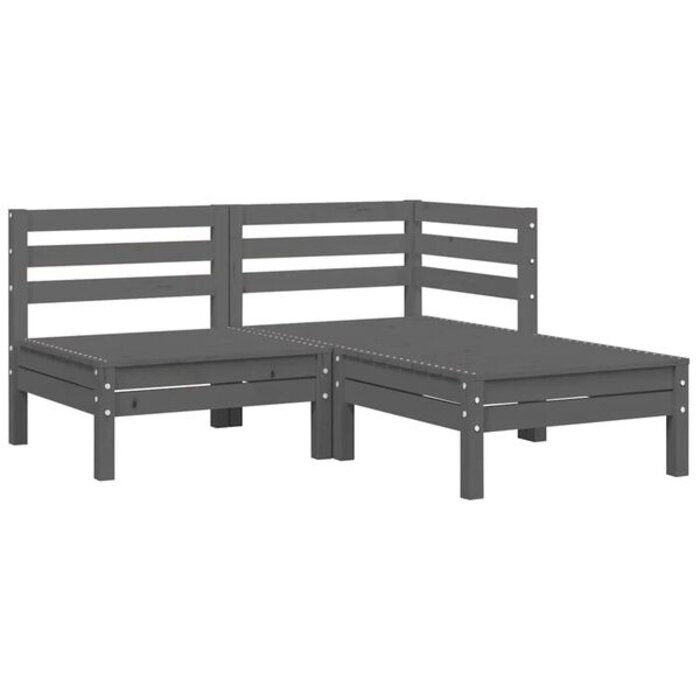 Vidaxl Salon de jardin 3 pièces en bois gris - Jusqu'à -35% sur l'outlet