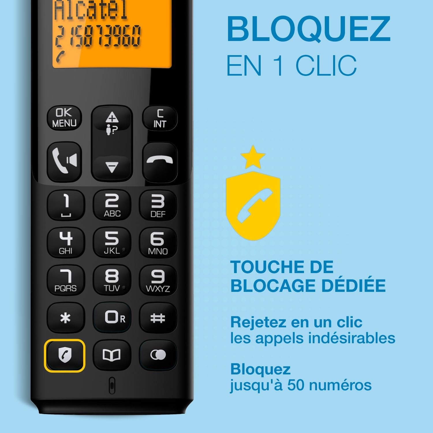 Téléphone fixe sans fil DECT - 22% de remise - Noir