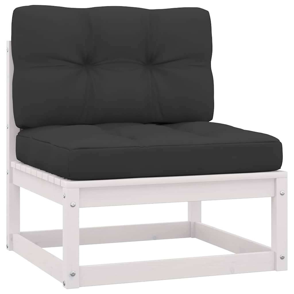 Fauteuil central de jardin en pin blanc et coussins anthracite - Jusqu'à -34%