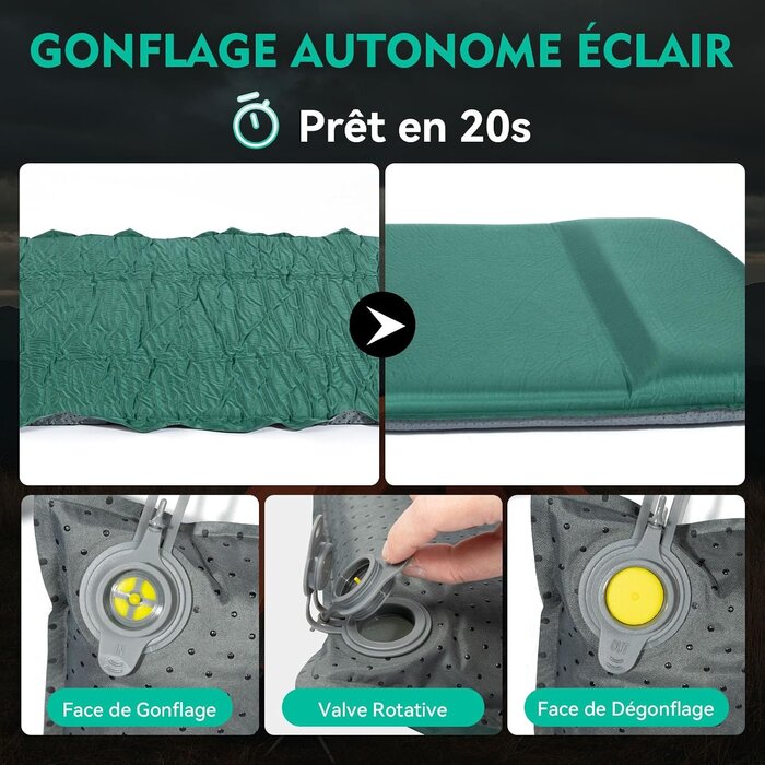 Matelas de camping autogonflant 195x70x8 cm - Jusqu'à 34% de remise