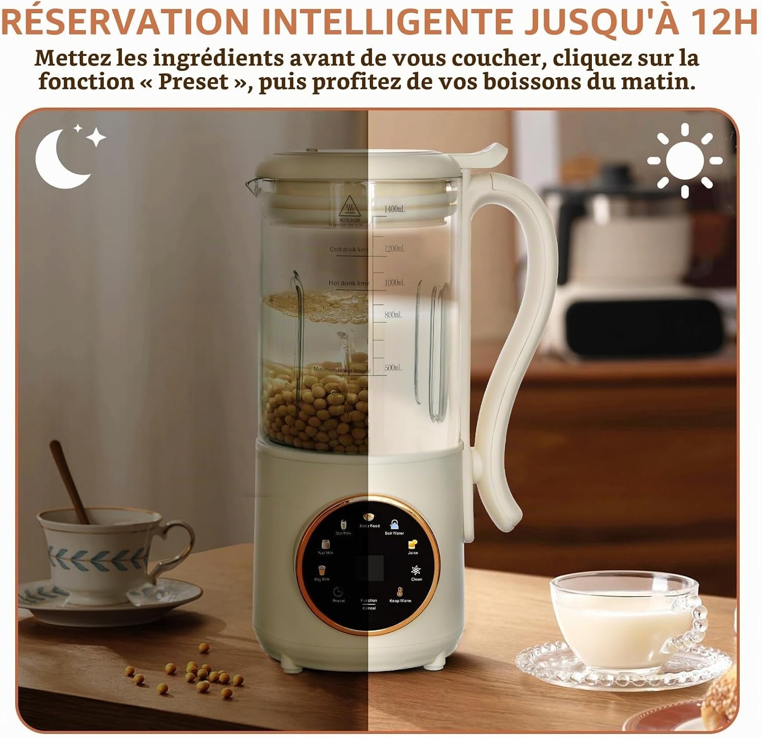 Machine à lait végétal 1,4L - 9 programmes - Beige - Jusqu'à -29%