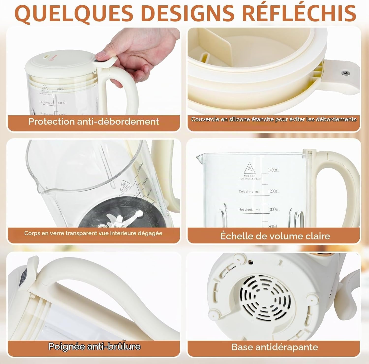 Machine à lait végétal 1,4L - 9 programmes - Beige - Jusqu'à -29%