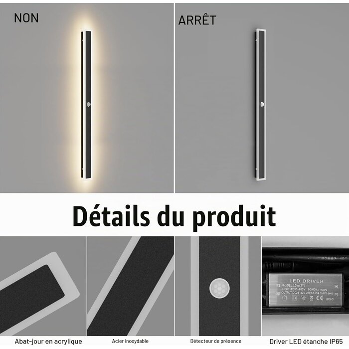 Applique Murale LED 100 cm avec Détecteur - Jusqu'à -34% sur votre éclairage