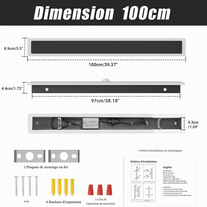 Applique Murale LED 100 cm avec Détecteur - Jusqu'à -34% sur votre éclairage