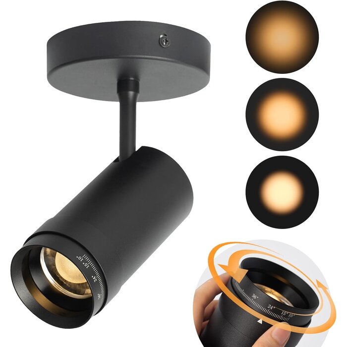 Spot LED orientable 9W - Noir mat - Jusqu'à 34% de réduction