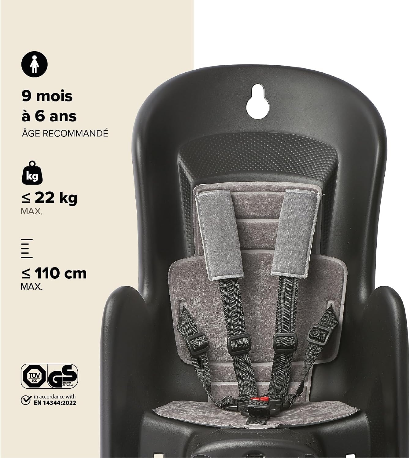 Siège vélo arrière pour enfant - Jusqu'à 22 kg - Remise jusqu'à 34%