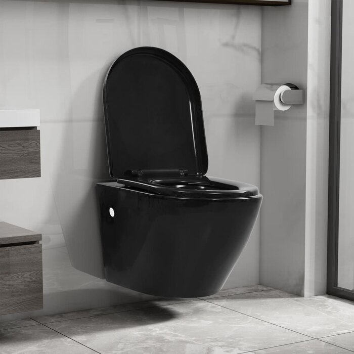 Vidaxl WC suspendu noir sans bride - Design moderne - Jusqu'à 35% de réduction