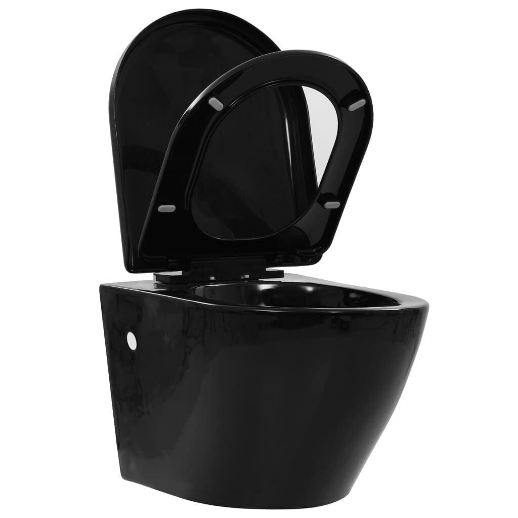 Vidaxl WC suspendu noir sans bride - Design moderne - Jusqu'à 35% de réduction