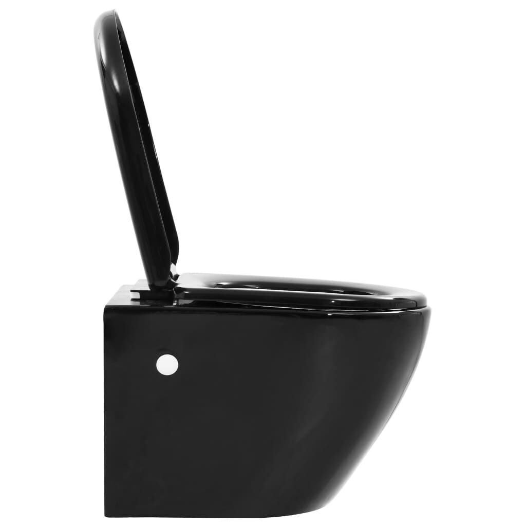 Vidaxl WC suspendu noir sans bride - Design moderne - Jusqu'à 35% de réduction