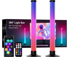 Lot de 2 Barres LED RGBIC 43 cm - Synchronisation Musique - 55% de remise